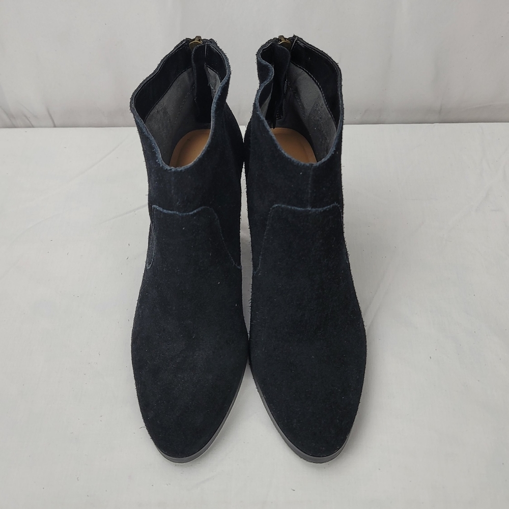 Tesori Black Suede Leather Block Heels Annkle Boots size 7.5 - Picture 2 of 7